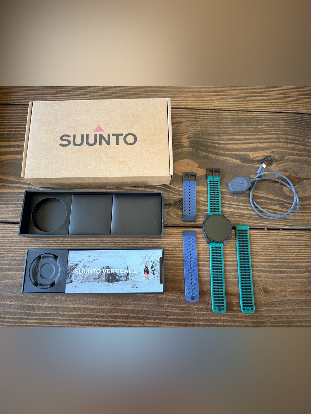Suunto Vertical 2 Watch with and Blue & Green Silicone Bands